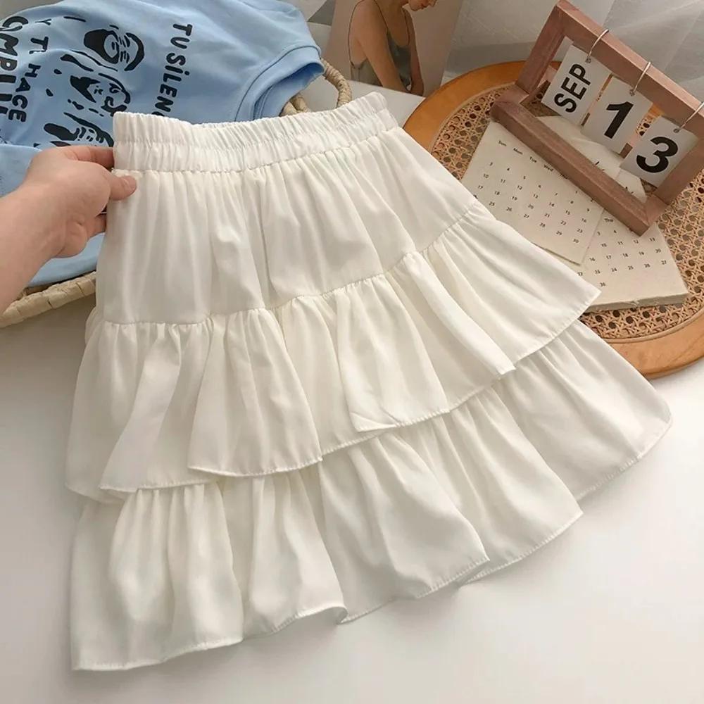 Jupe Courte Évasée Kawaii d'Été, Adorable et Coquette, Taille Haute, Volants, Patchwork, Style Lolit