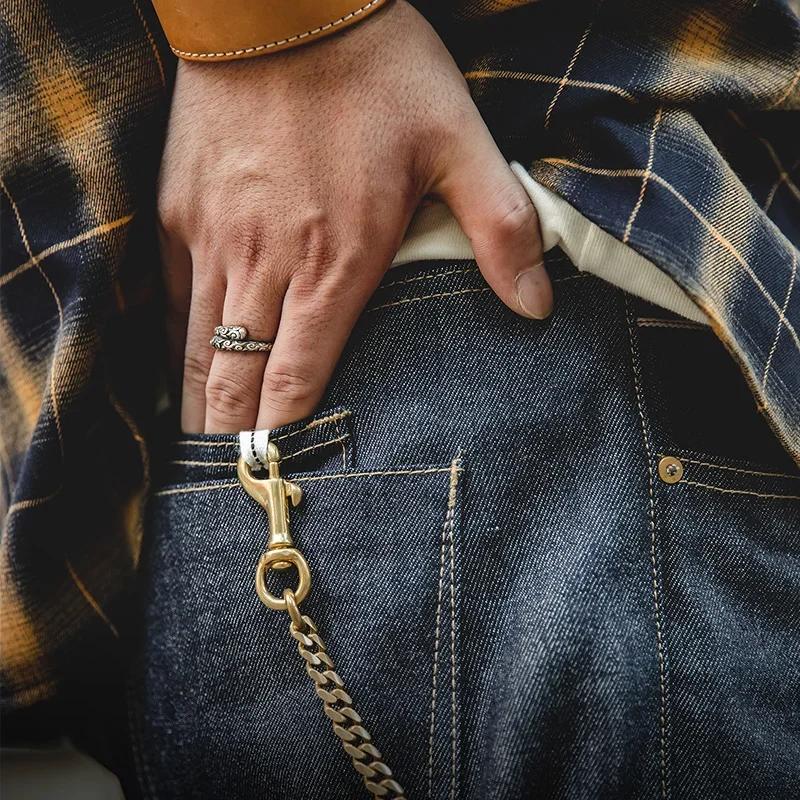 Maden Vintage 13.5oz jean en Denim lourd lavé droit taille moyenne pantalon hommes Indigo lisière je