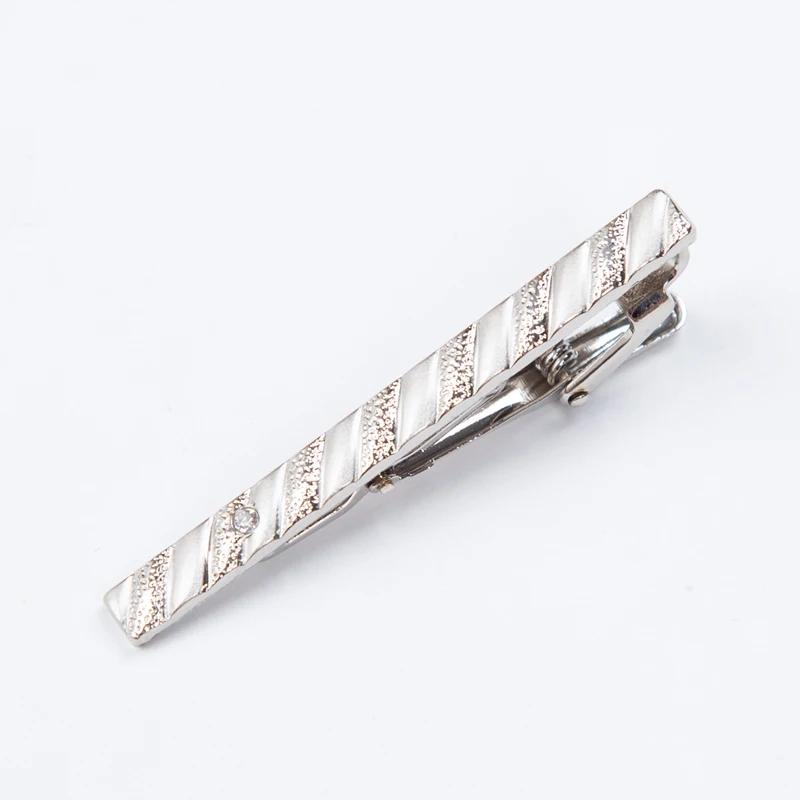 Pince à cravate en métal couleur argent pour hommes, pour cadeaux de mariage, fermoir à cravate, bar