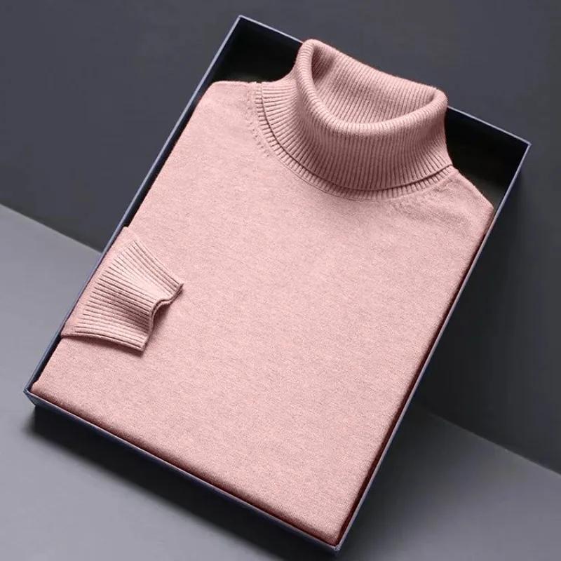Jeu d'animaux col roulé tricots de luxe hommes pull coupe longue pull chandails couleur unie hommes