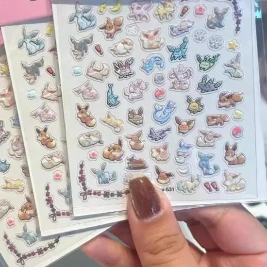 Eeveelution autocollants pour ongles Pokémon Anime périphérique mignon dessin animé créativité exqui