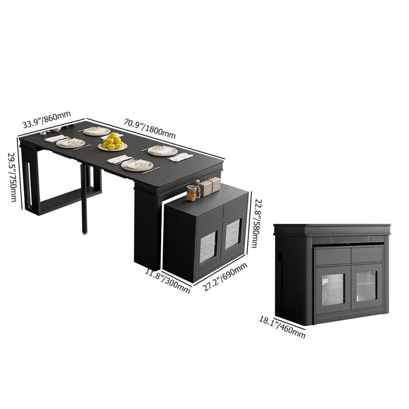 Buffet rectangulaire avec rangement, table à manger extensible moderne