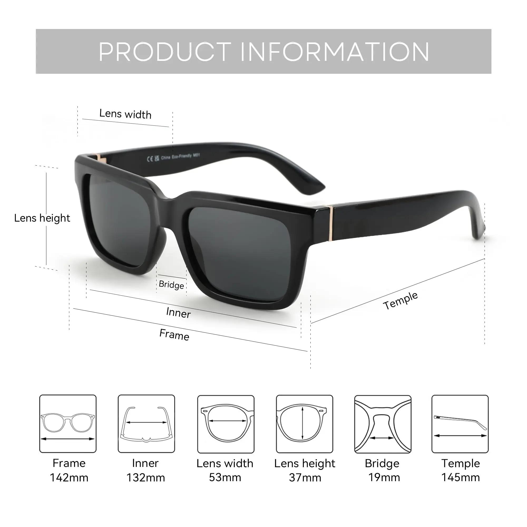 ZENOTTIC-Lunettes de soleil rectangulaires polarisées pour hommes et femmes, protection UV400, lunet