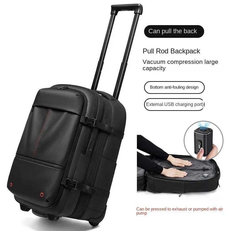 Sac à dos à roulettes avec roulettes, sac à dos à roulettes de grande capacité, bagages sous vide, v