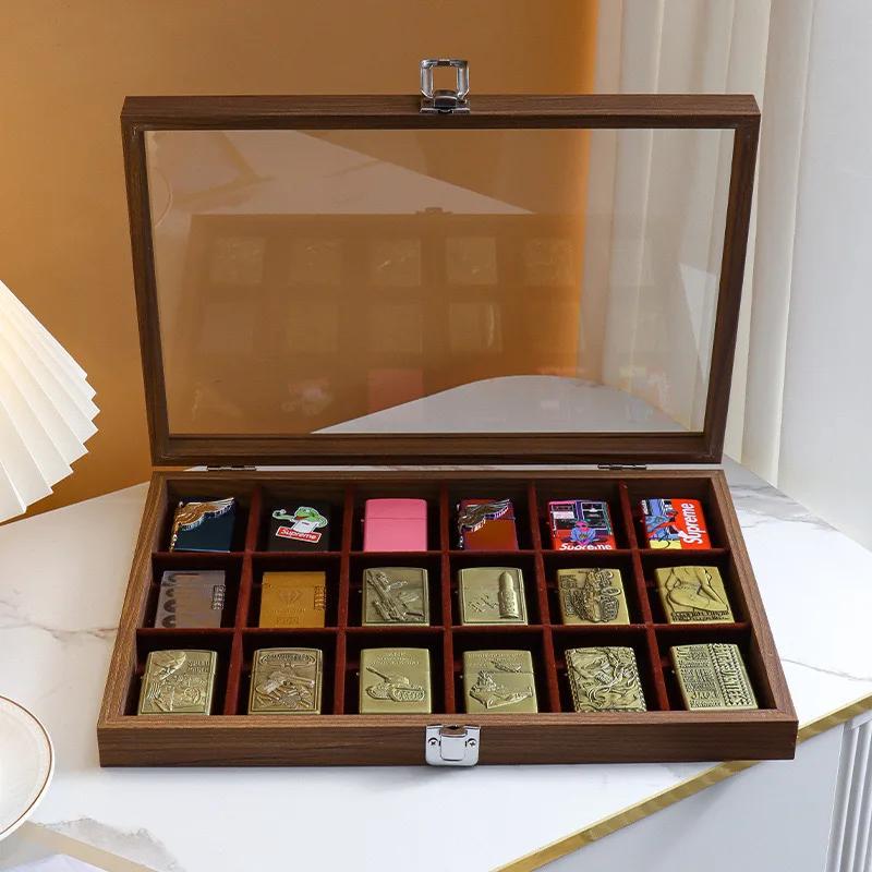 Boîte de rangement pour briquet, support de briquet, boîte d'exposition coupe-vent, présentoir trans