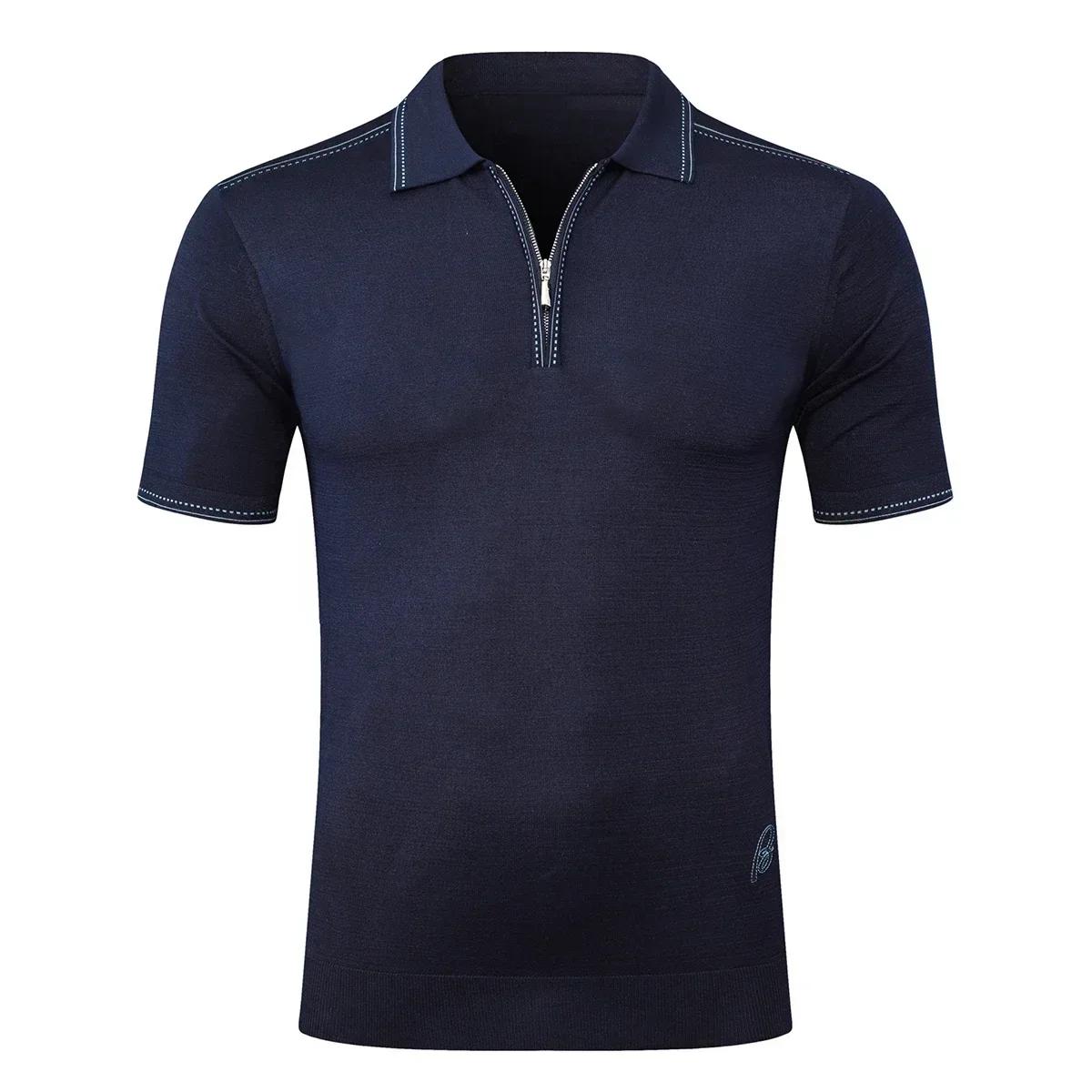 BILLIONAIRE BLSK CPRT polo soie hommes 2026 nouvelle couleur unie élastique à manches courtes mince