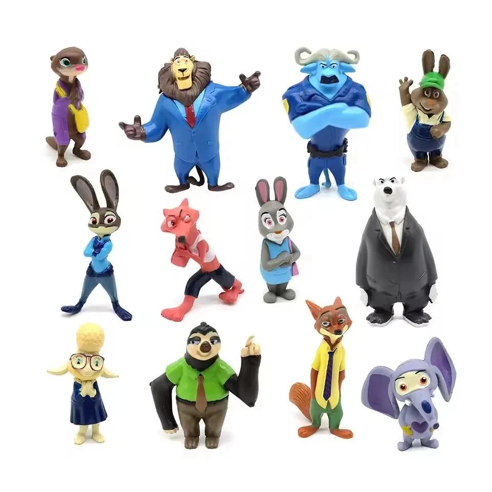 Nouvelles figurines d'action des animaux de Zootopia, 12 pièces/ensemble, lapin Judy Hopps, renard N