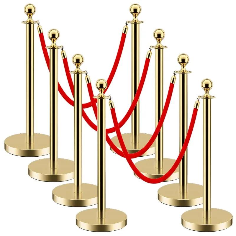 Queue de poteaux en acier inoxydable, 8 pièces, corde en velours rouge de 5 pieds, corde et poteau p