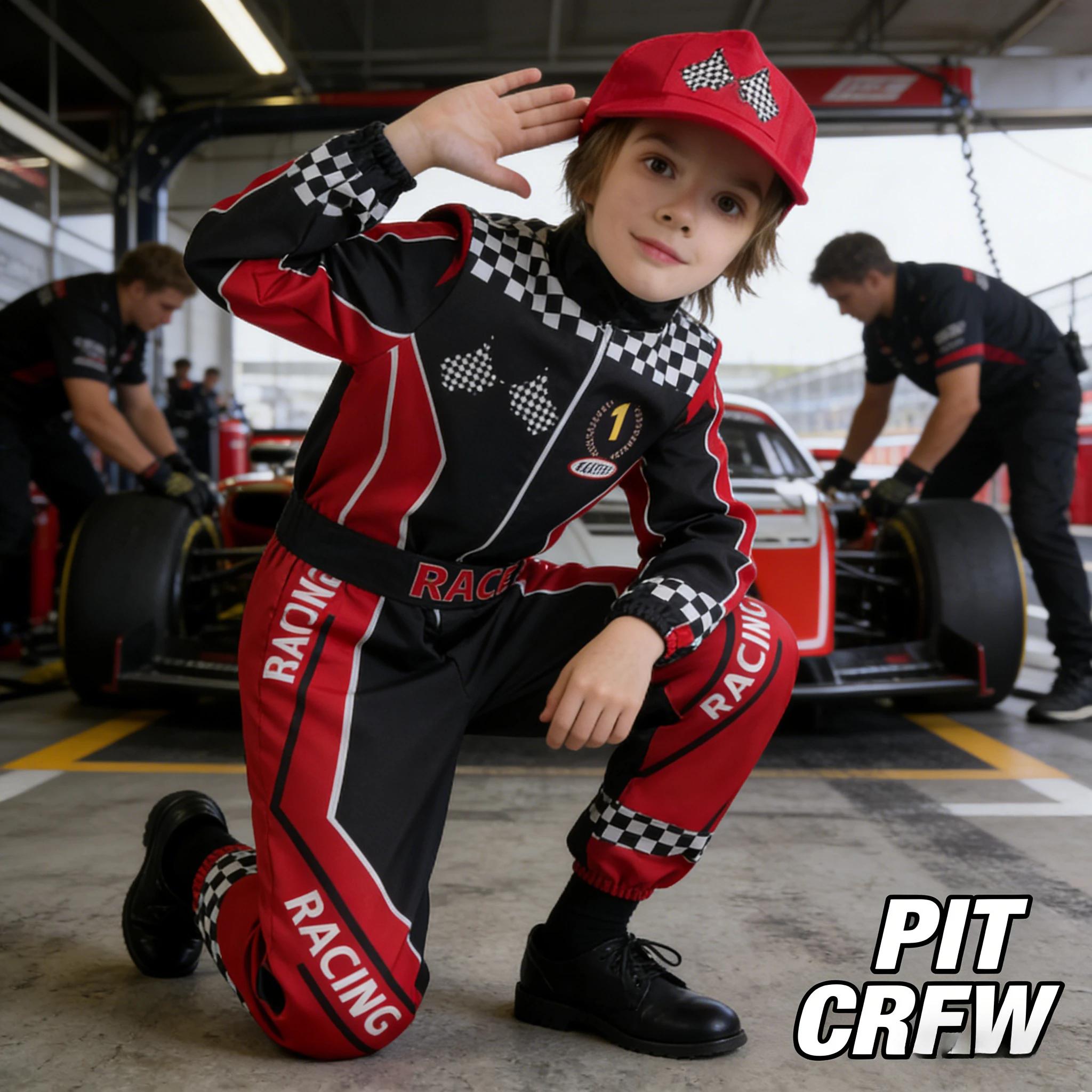 Costume de pilote de course pour enfants, tenue de spectacle sur scène, vêtements de fête pour Hallo