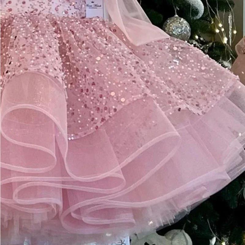 Robe de princesse à paillettes pour enfants, tenue élégante, vêtements d'occasion formels assortis p