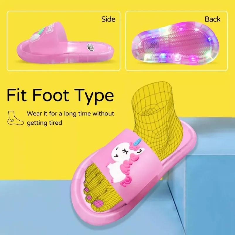 Pantoufles pour enfants garçons et filles, chaussures imprimées d'animaux licorne de dessin animé, c