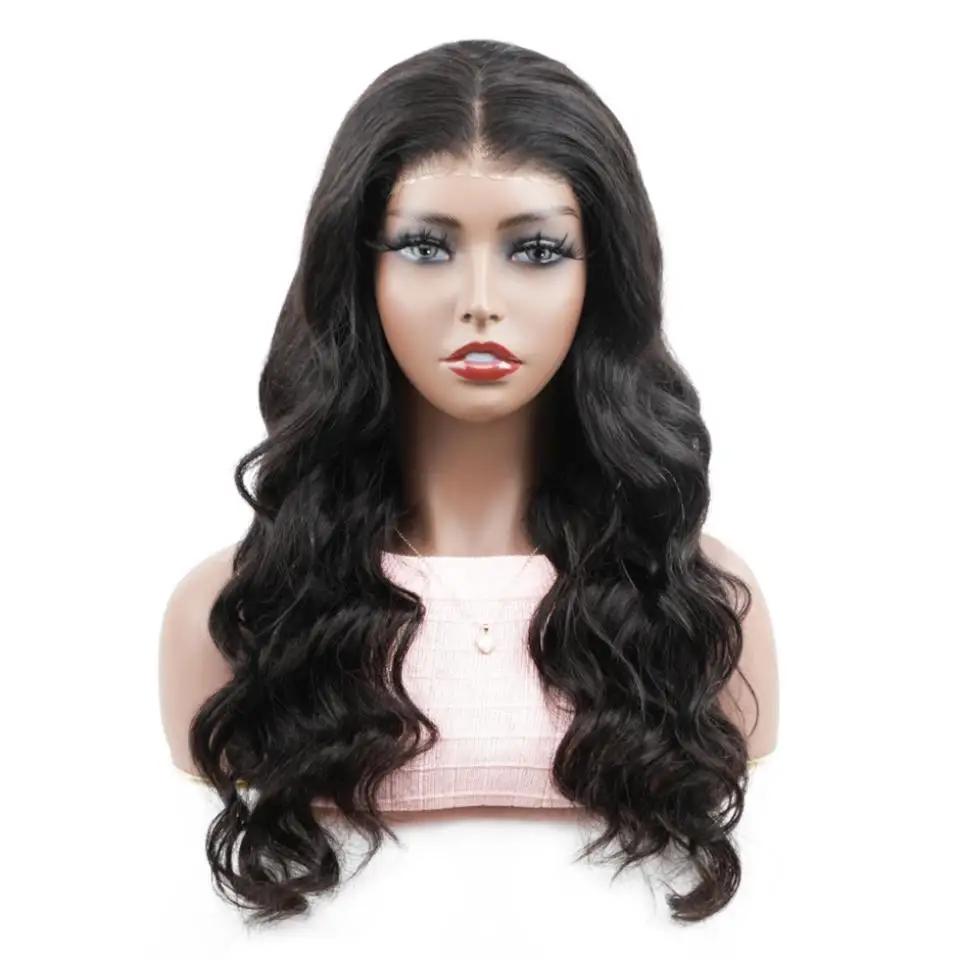 Perruque Lace Frontal Wig brésilienne naturelle, cheveux humains, Body Wave, 32 pouces, 13x4, 13x6,