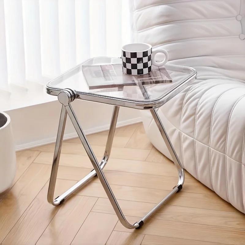 Table d'appoint pliante-table basse transparente à la mode pour salon canapé coin et balcon Table ba