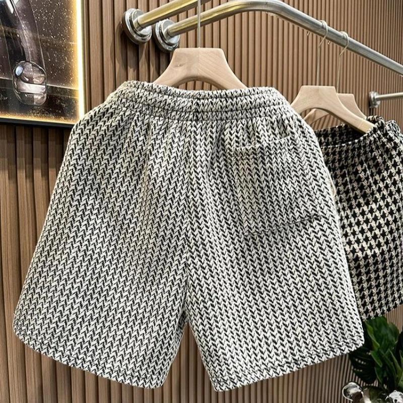Vêtements pour hommes imprimé short à carreaux été élégant jambe droite pantalon de plage décontract