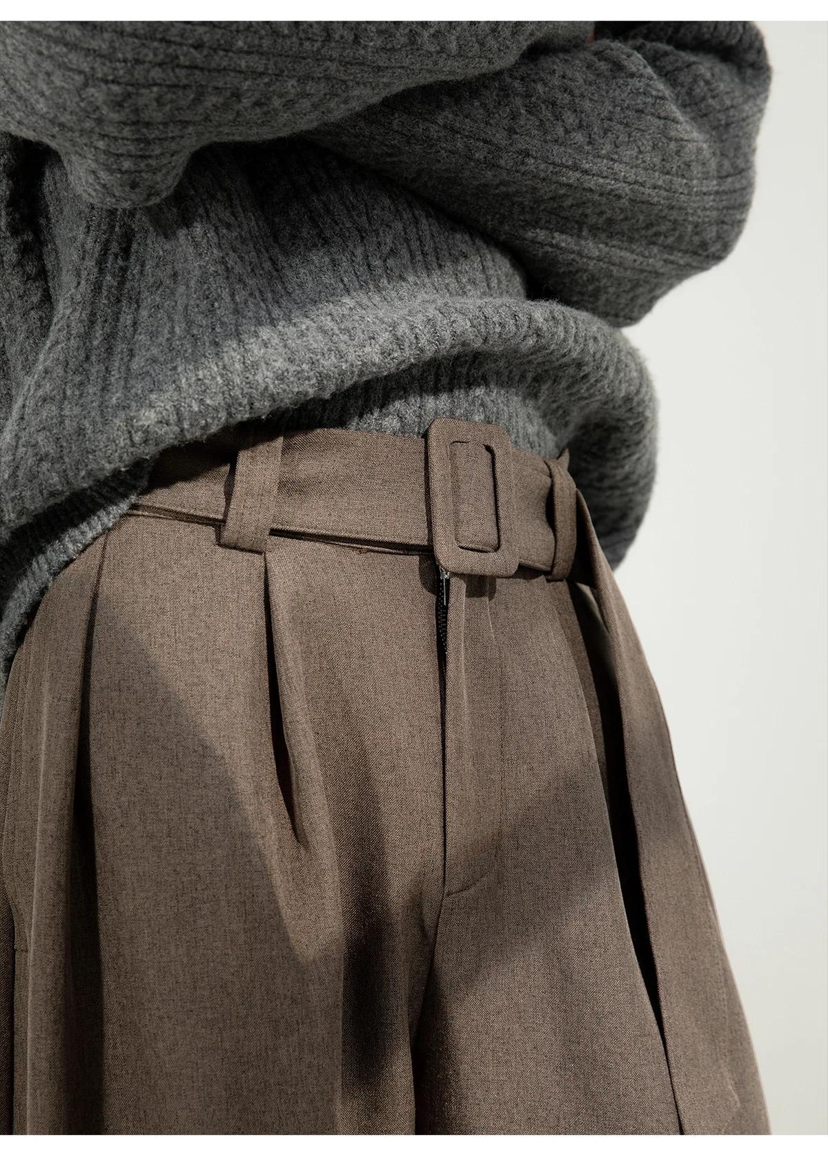 Pantalon plissé drapé à jambes incurvées pour hommes, coupe ample, jambe droite, Style rétro, pantal