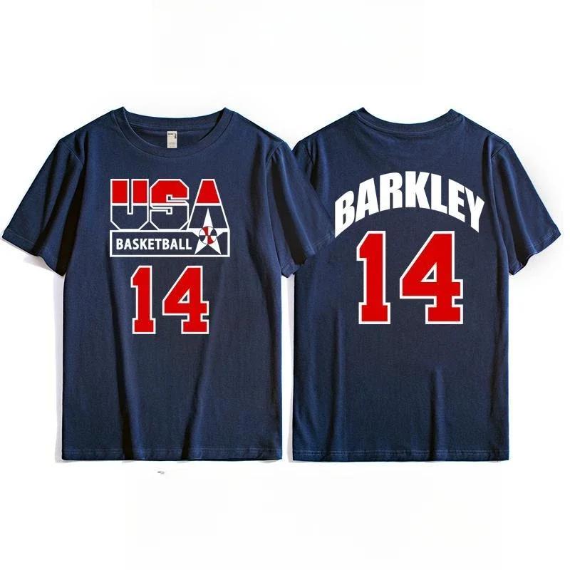 T-shirt d'entraînement de l'équipe de basket-ball américaine pour hommes, vêtements de sport rétro d