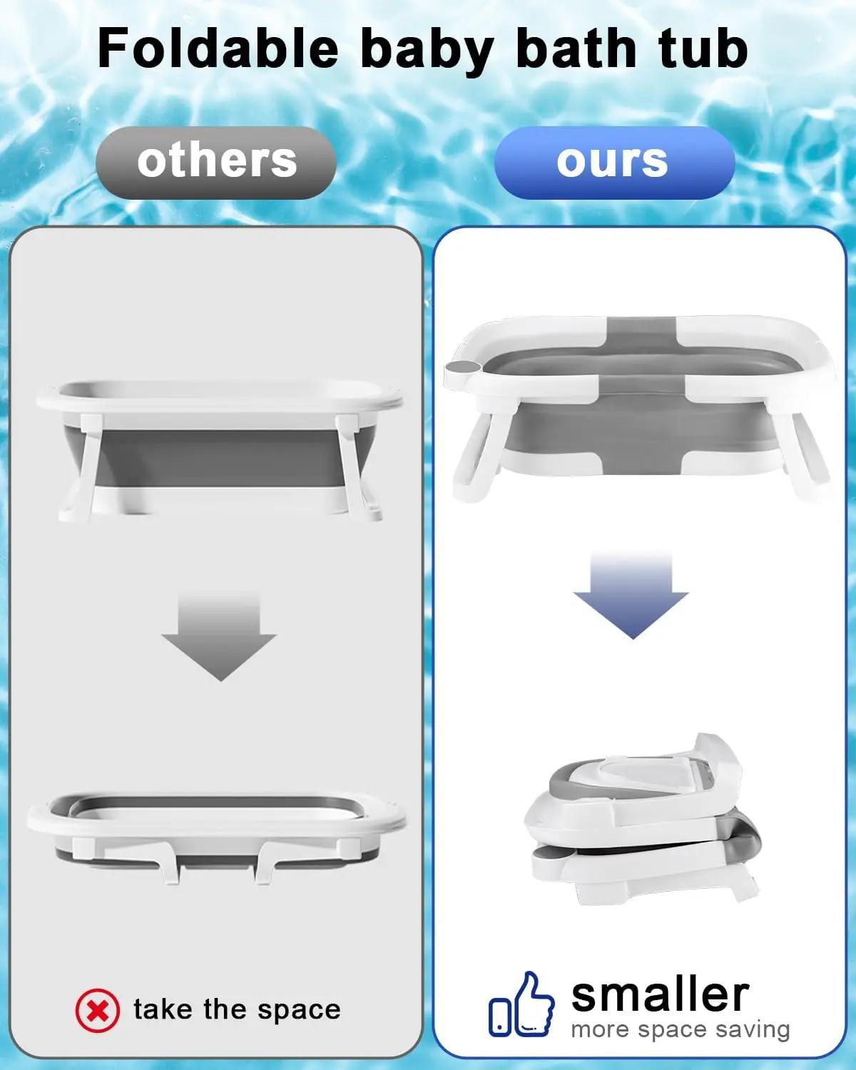 Baignoire Bébé Pliable Économie D'espace Pour Nouveau-nés - Rose/Gris/Bleu