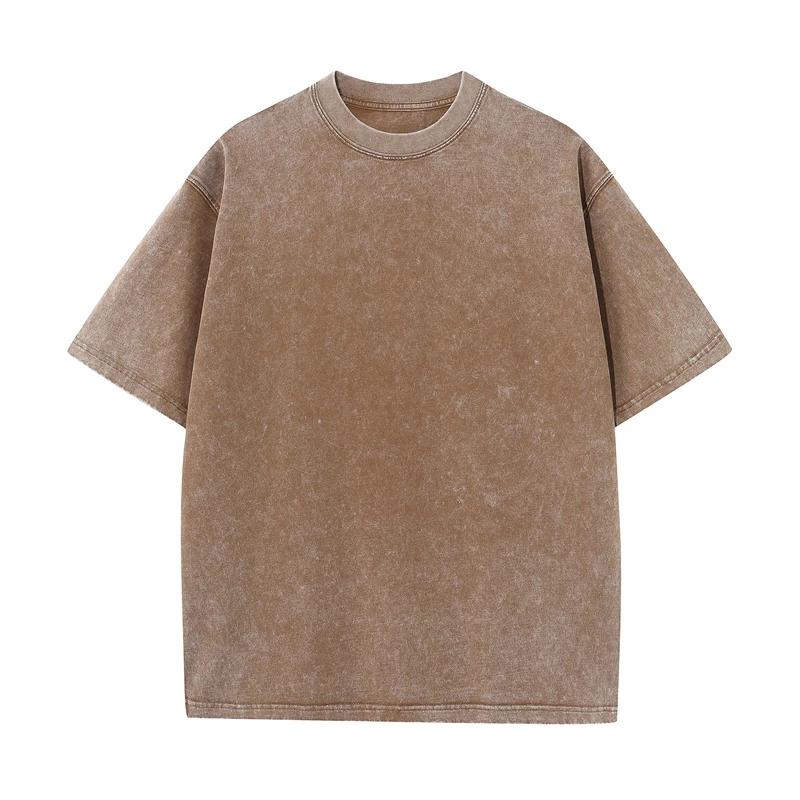 T-shirt d'été pour hommes 230G coton lourd Vintage lavé T-Shirts surdimensionné à manches courtes en