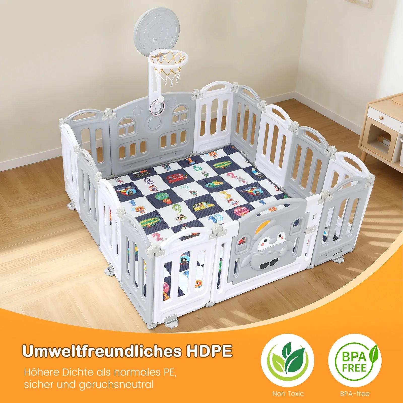 Parc pliable Centre d'activité pour bébé 150x150 Parc pliable Grande grille de marche avec élément d