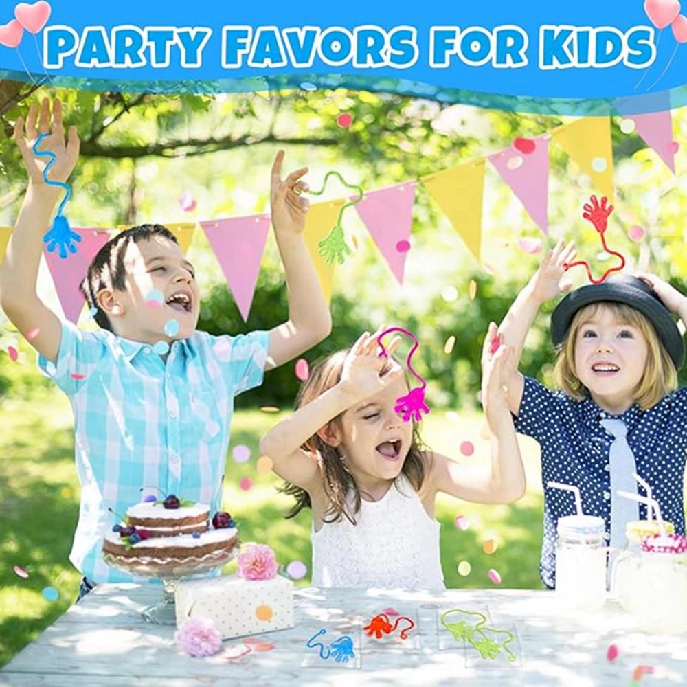 Mini mains collantes à paillettes pour enfants et adultes, 12 pièces, jouets sensoriels extensibles