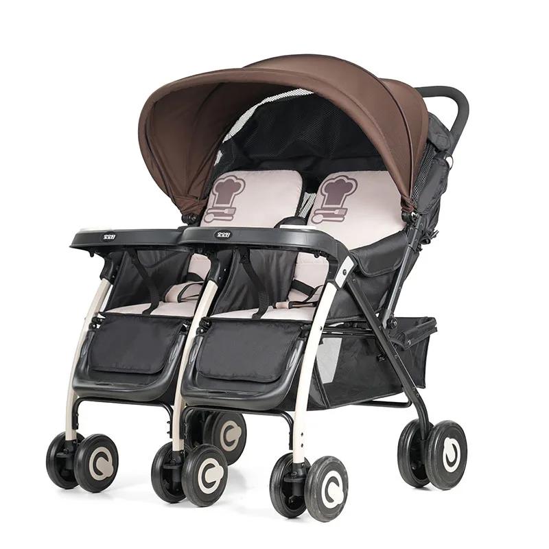 Poussette bébé jumeau 703A Poussette assise, couchée et pliante Légère et haute vue
