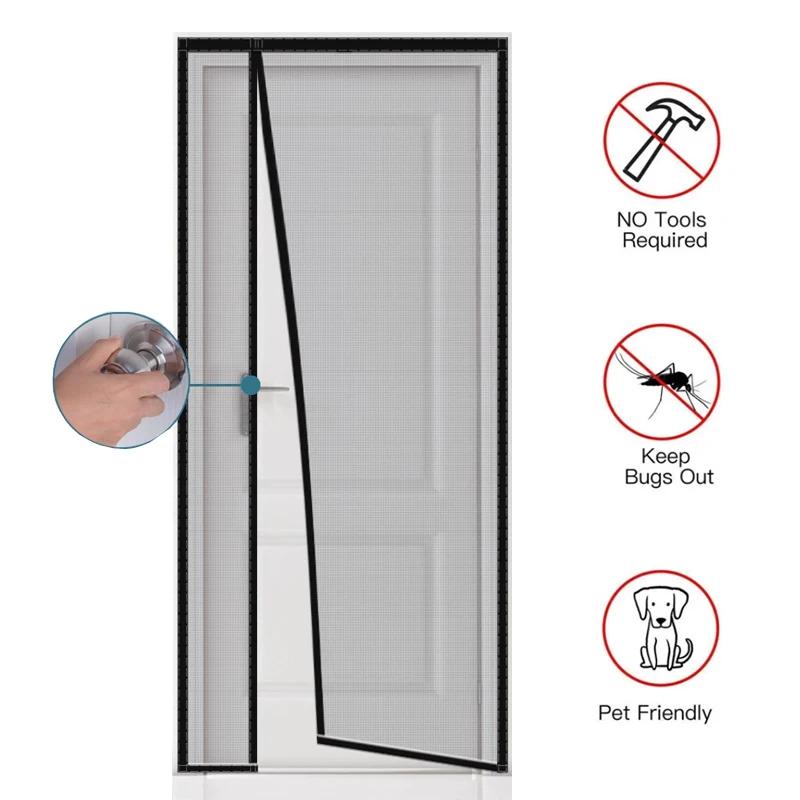 Écran de porte magnétique, taille personnalisée, moustiquaire, rideau, insectes volants, fermeture a