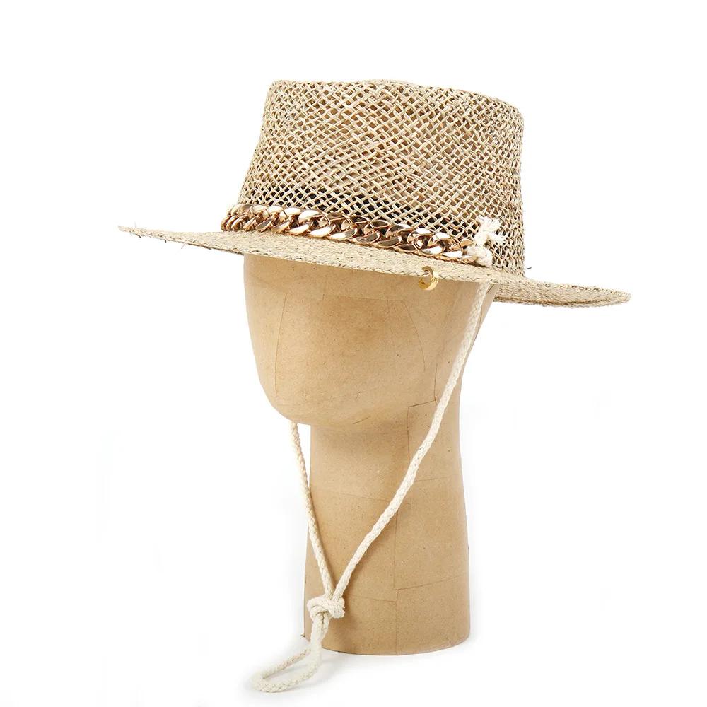 2025 offres spéciales Style européen et américain broche conception chapeau de paille femme lettre c