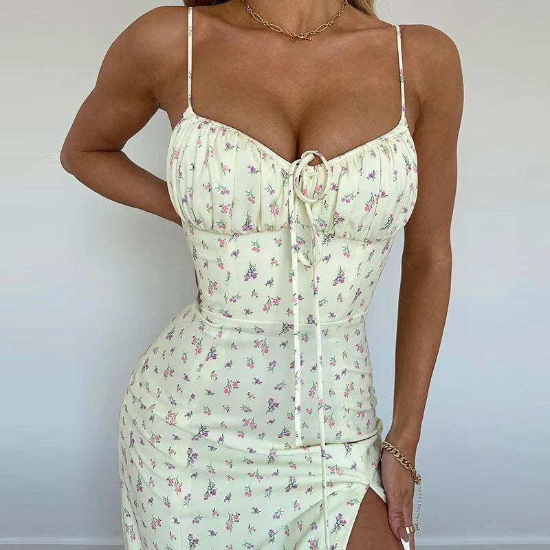 Robe longue élégante à fleurs pour femmes, tenue de plage, moulante, Streetwear, vêtements d'été, ve