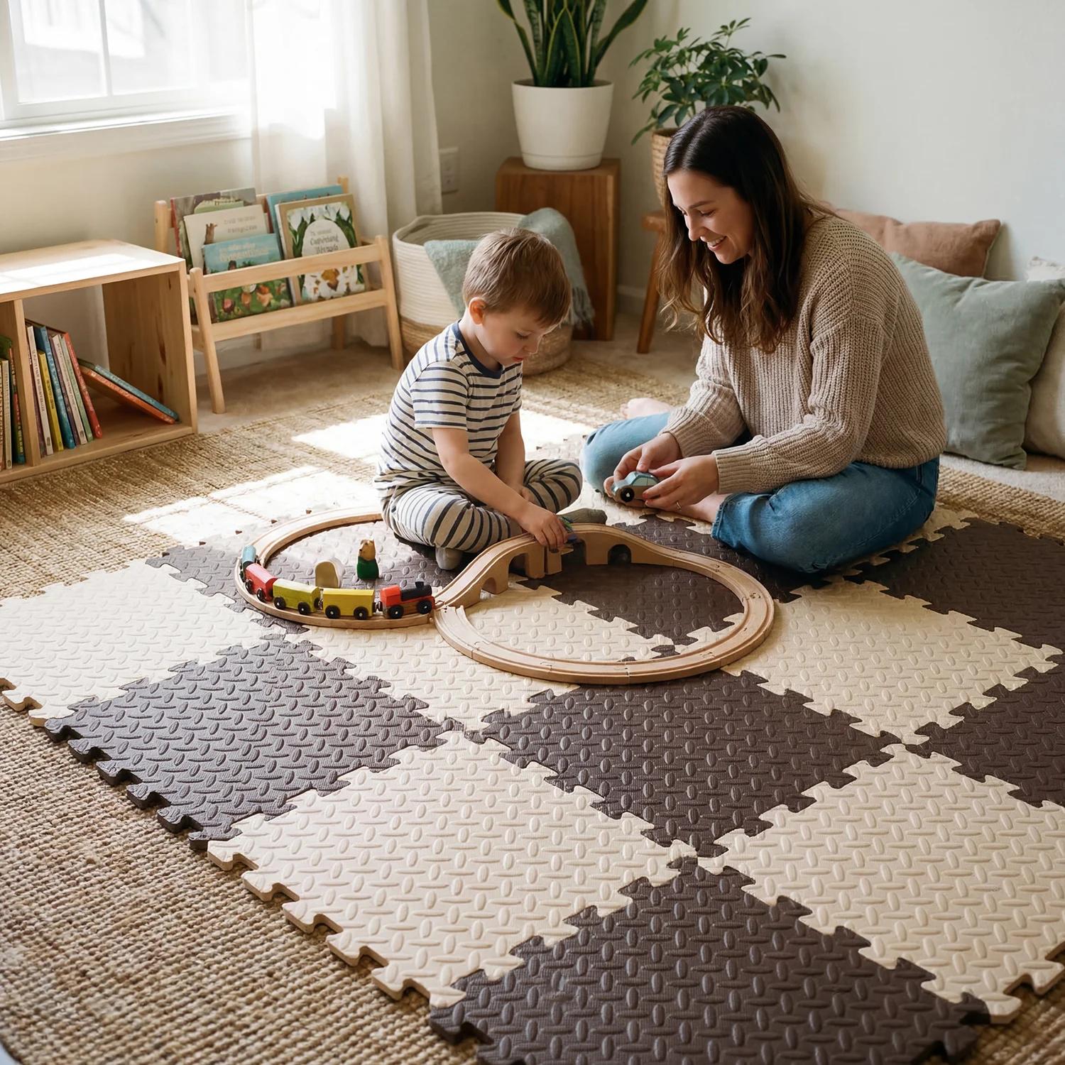 Tapis de jeu pour bébé 16 pièces 60x60cm, tapis de sol en mousse pour bébé et enfant, tapis en mouss