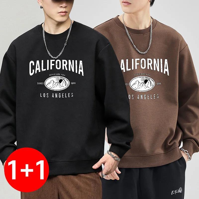 Sweat-shirt à manches longues pour hommes, ensemble 1 + 2 pièces, tendance, avec lettrage imprimé, é