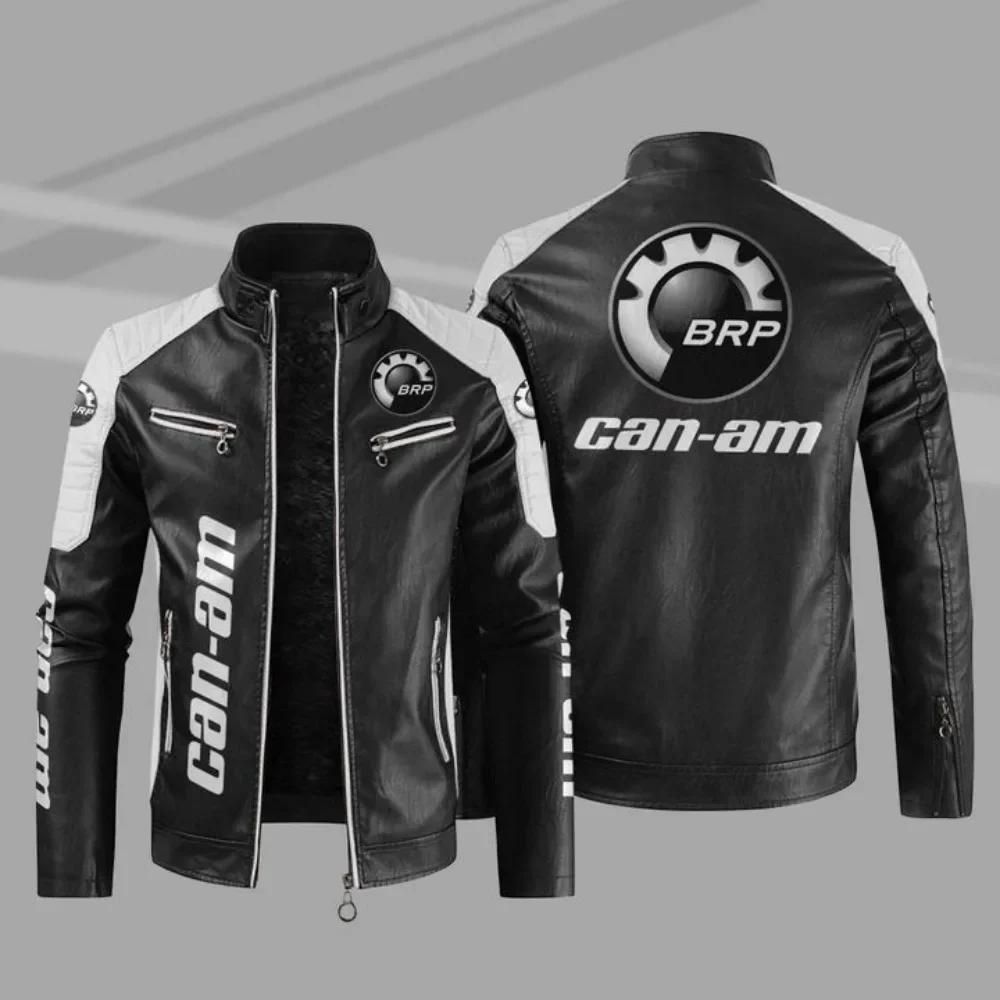 BRP Can-am Logo hommes moto veste en cuir PU QK089 hiver décontracté Vintage pardessus Biker Bomber