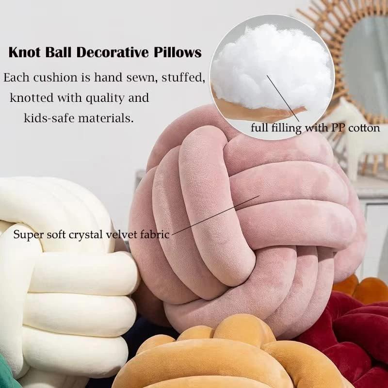 Art Decor Knot Ball Throw Pillow Fait à la main en velours doux Grand coussin Moderne et confortable