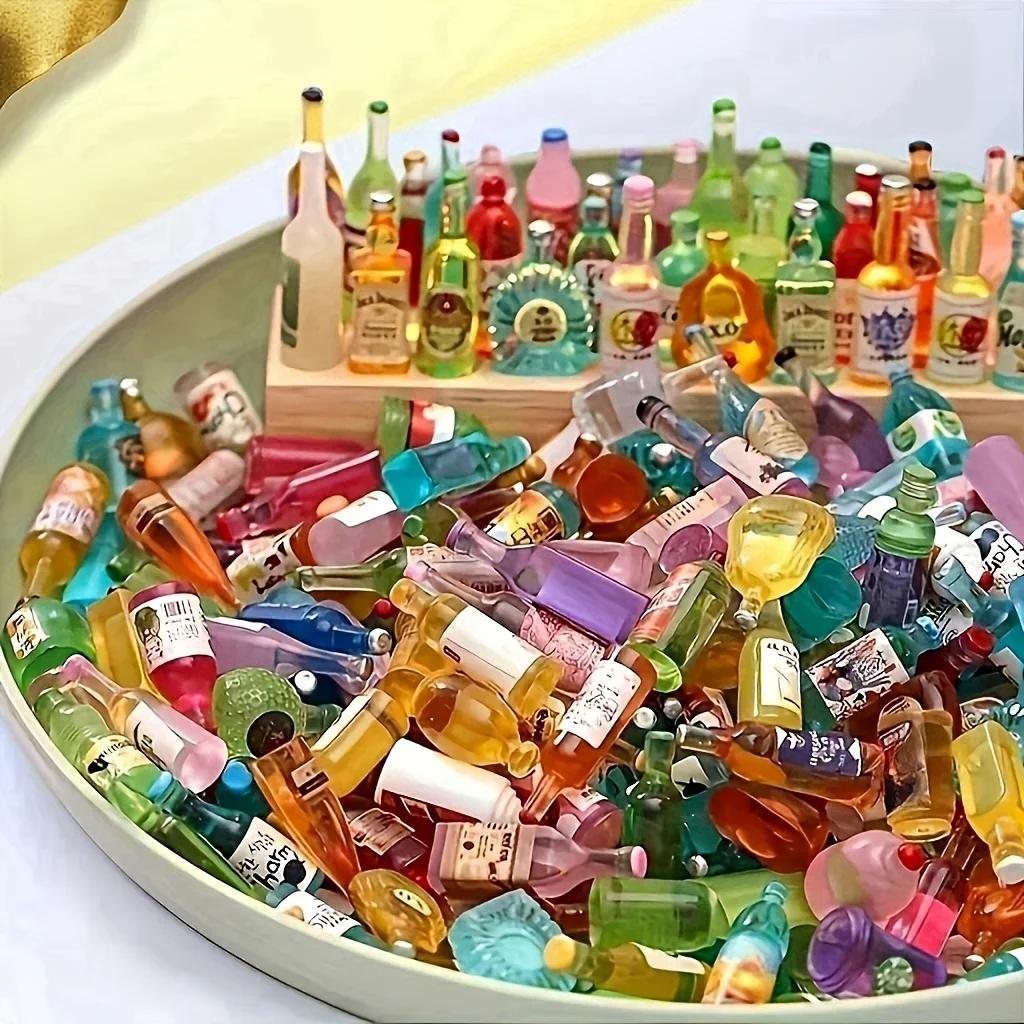 50 pièces de mini bouteille de boisson décoration de maison de poupée, bricolage étui de téléphone p