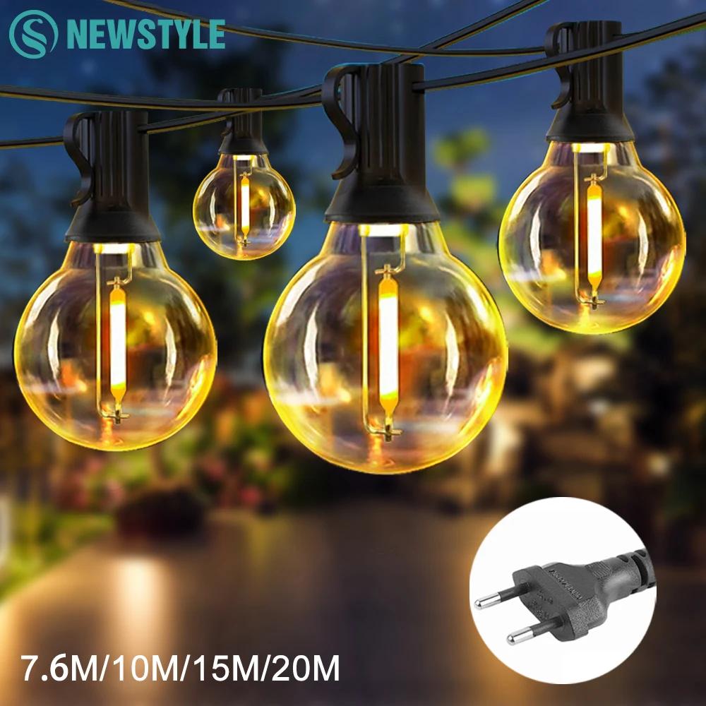 G40 LED guirlande extérieure boule lumières 7.6 M/20 M incassable Patio lumières pour extérieur arri