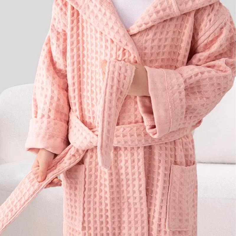 Peignoir de bain en coton pour enfants, absorbant et à séchage rapide, long, avec capuche, en tissu