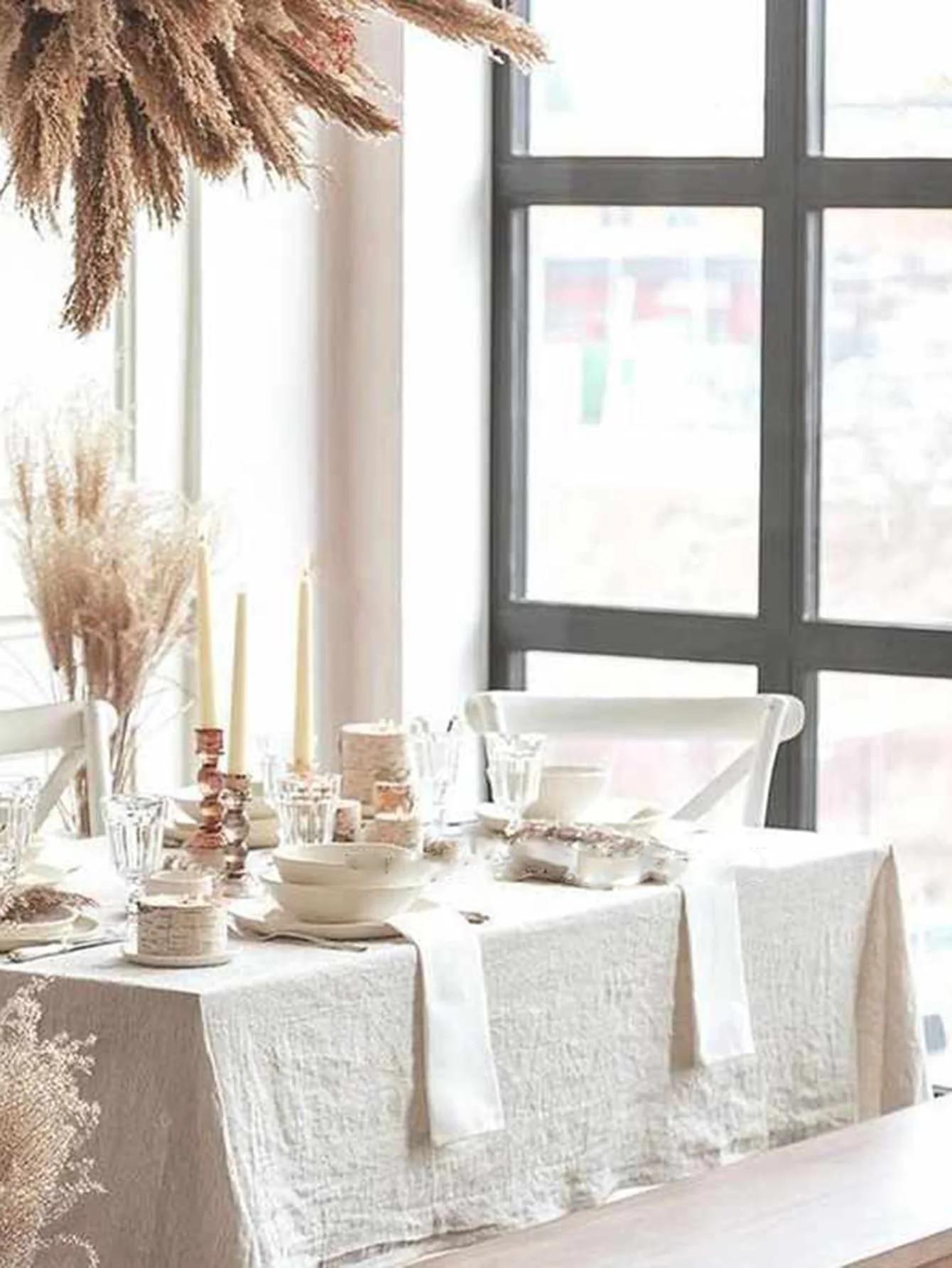 Nappe moderne en lin 100% coton, décoration de maison, nappe de décoration de mariage