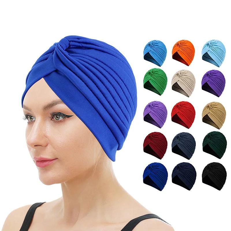 Femmes extensible Turban casquette musulman Hijabs chapeau femme intérieur Hijab solide arabe indien