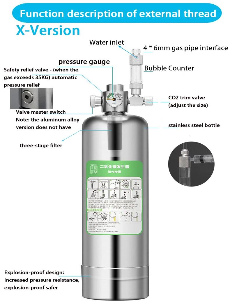 Générateur de CO2 pour aquarium, système de générateur à intervalles de CO2, électrovanne, diffuseur