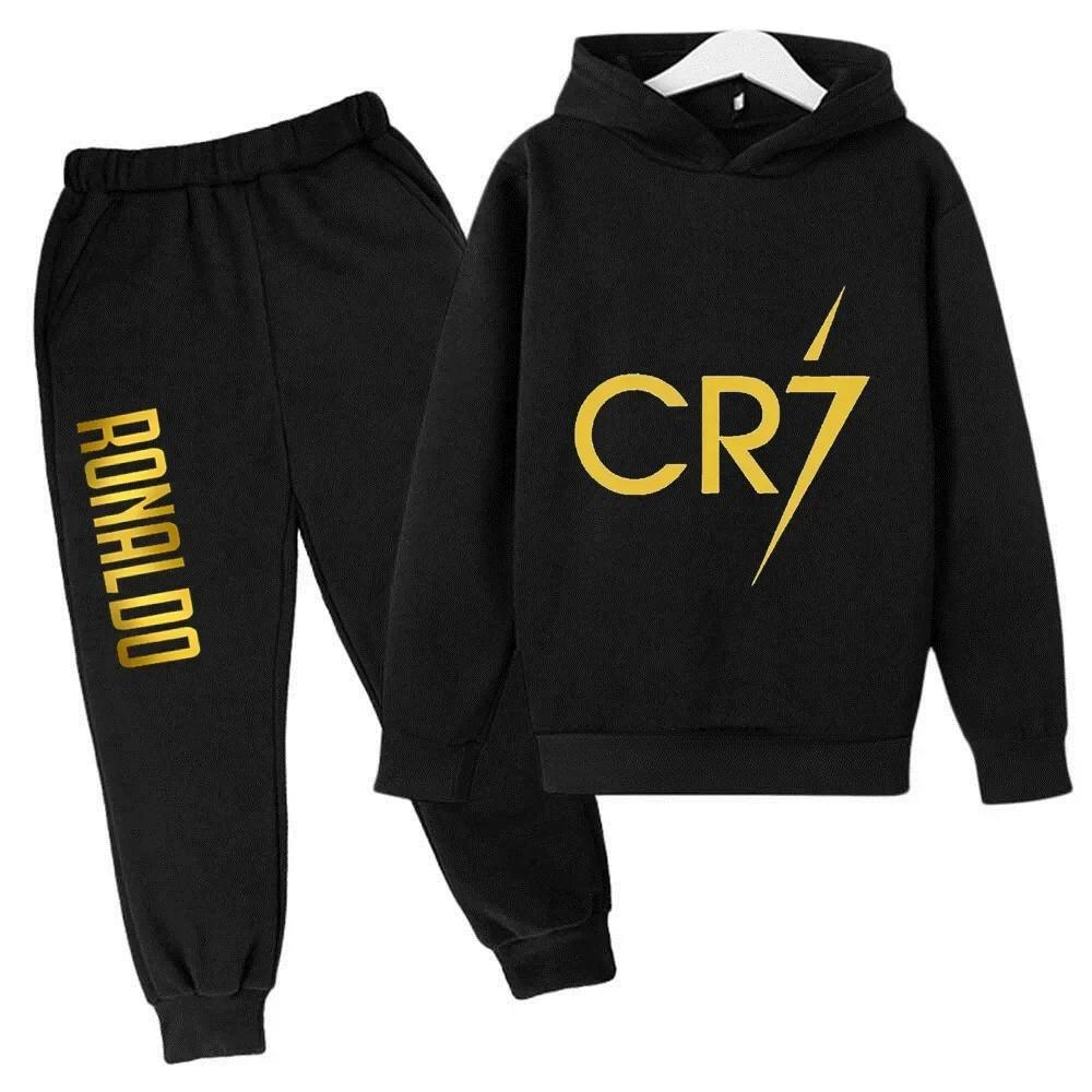 Ensemble de survêtement pour enfants Ronaldo CR7, imprimé, 2 pièces, sweat à capuche et pantalon, vê