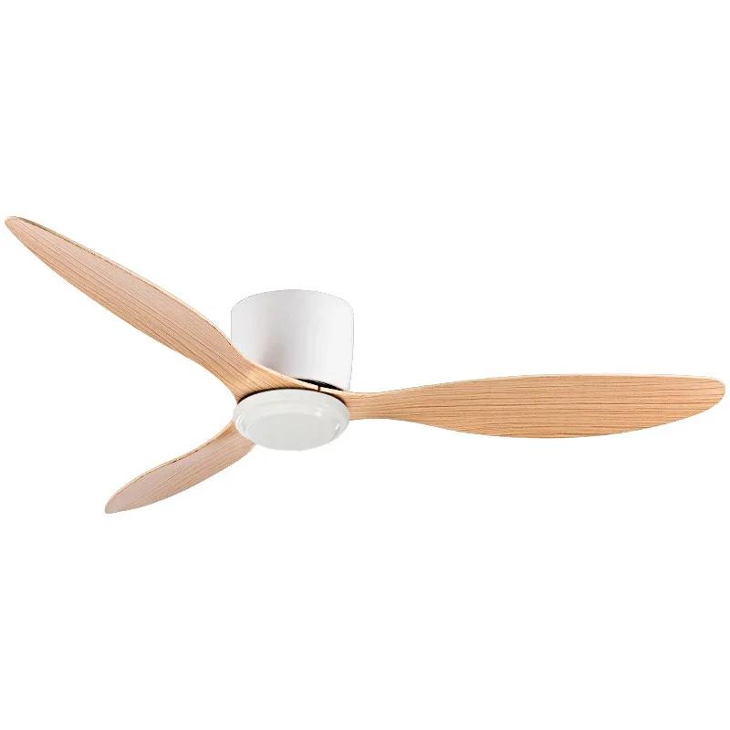 Ventilateur de plafond simple sans lumière avec télécommande, sol bas moderne, moteur CC, noir et bl