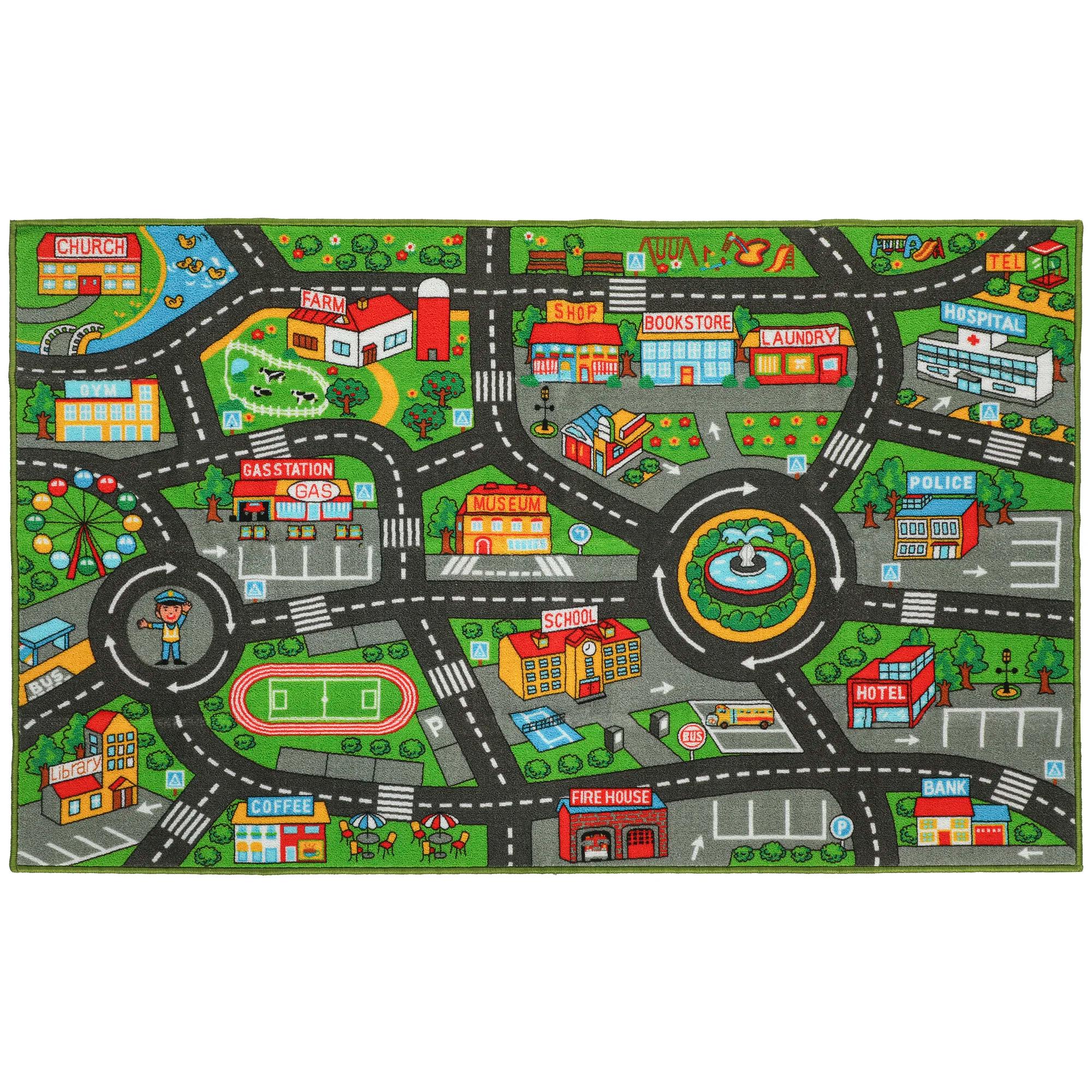 Tapis pour enfants Aiyaplay, tapis éducatif antidérapant pour ramper et jouer avec des voitures