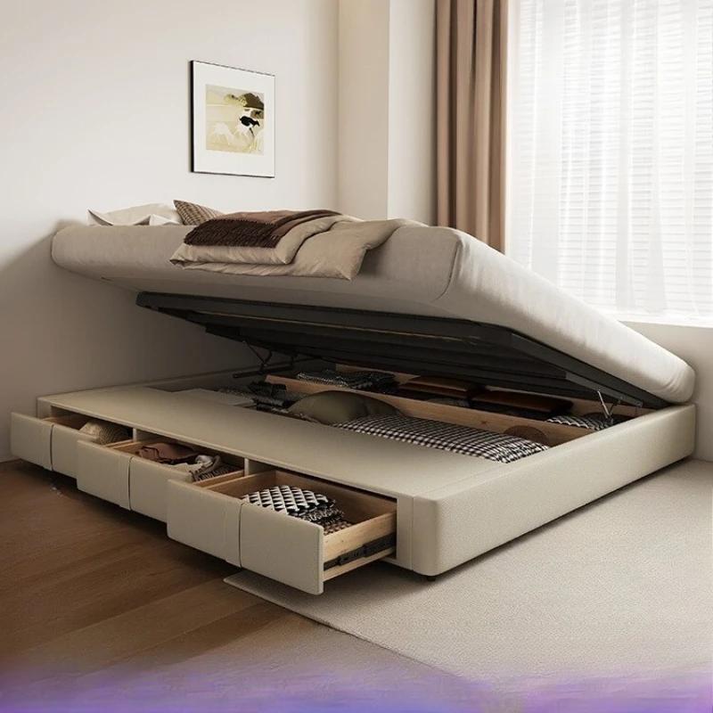 Lit sans lit personnalisé, Tatami, boîte de rangement haute avec tiroirs, petit appartement, gain de