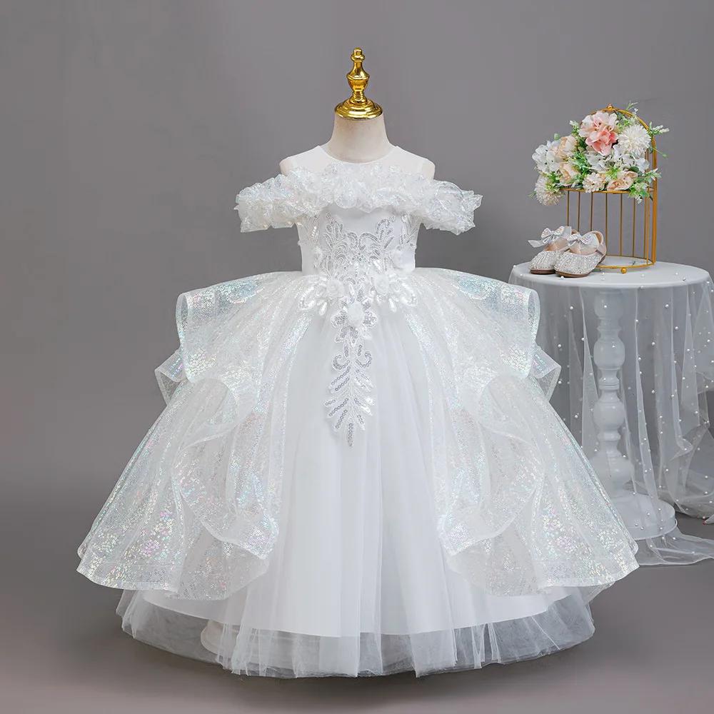 HETISO – robe à fleurs élégante pour filles, sans manches, avec des Appliques, pour mariage, anniver