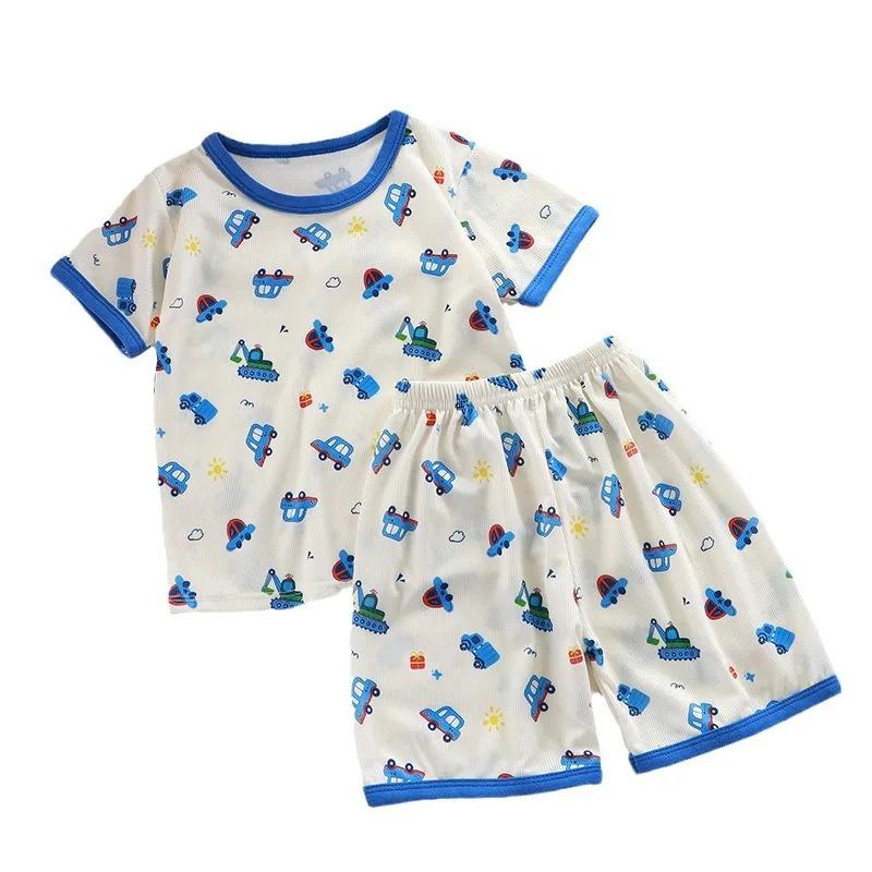 Ensemble pyjama pour bébé, manches courtes, vêtements de nuit pour bébé, dessin animé, vêtements de