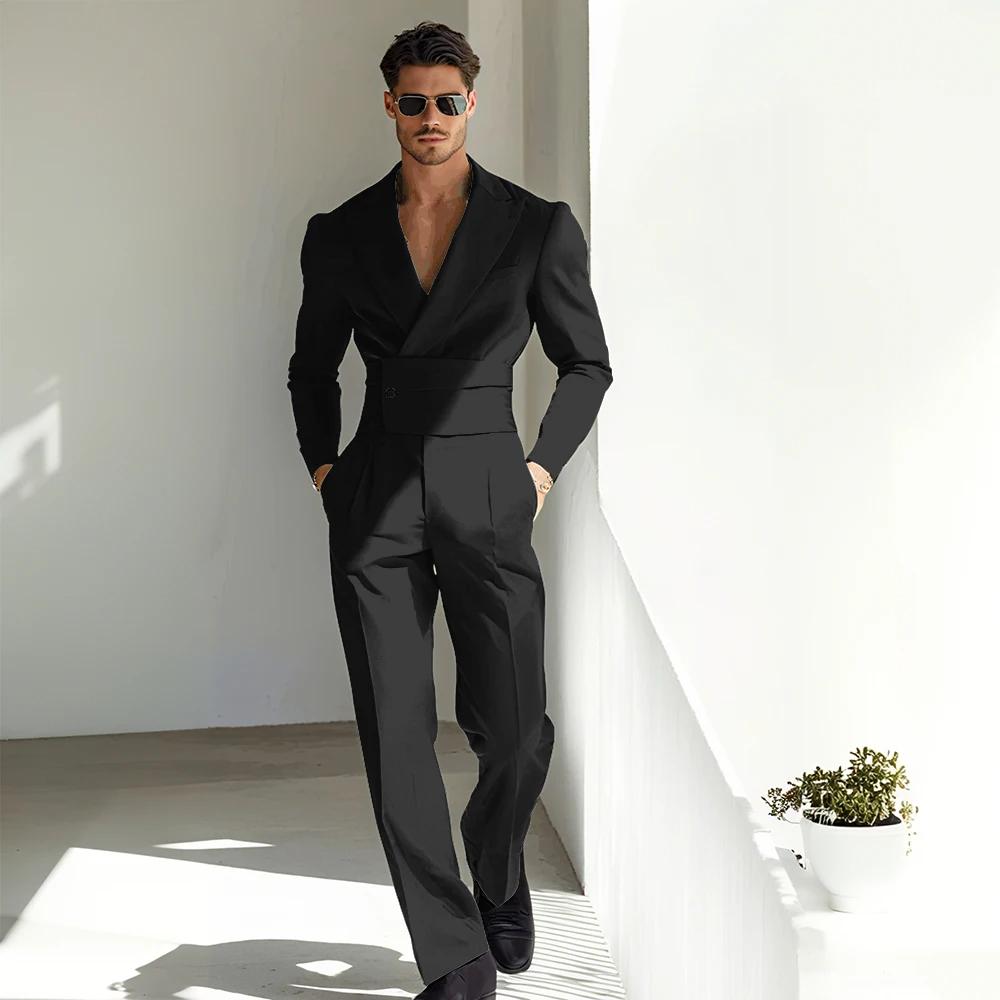 Costumes Sexy pour hommes, 2 pièces, pour occasions spéciales, écrémage à revers, haute qualité, ves