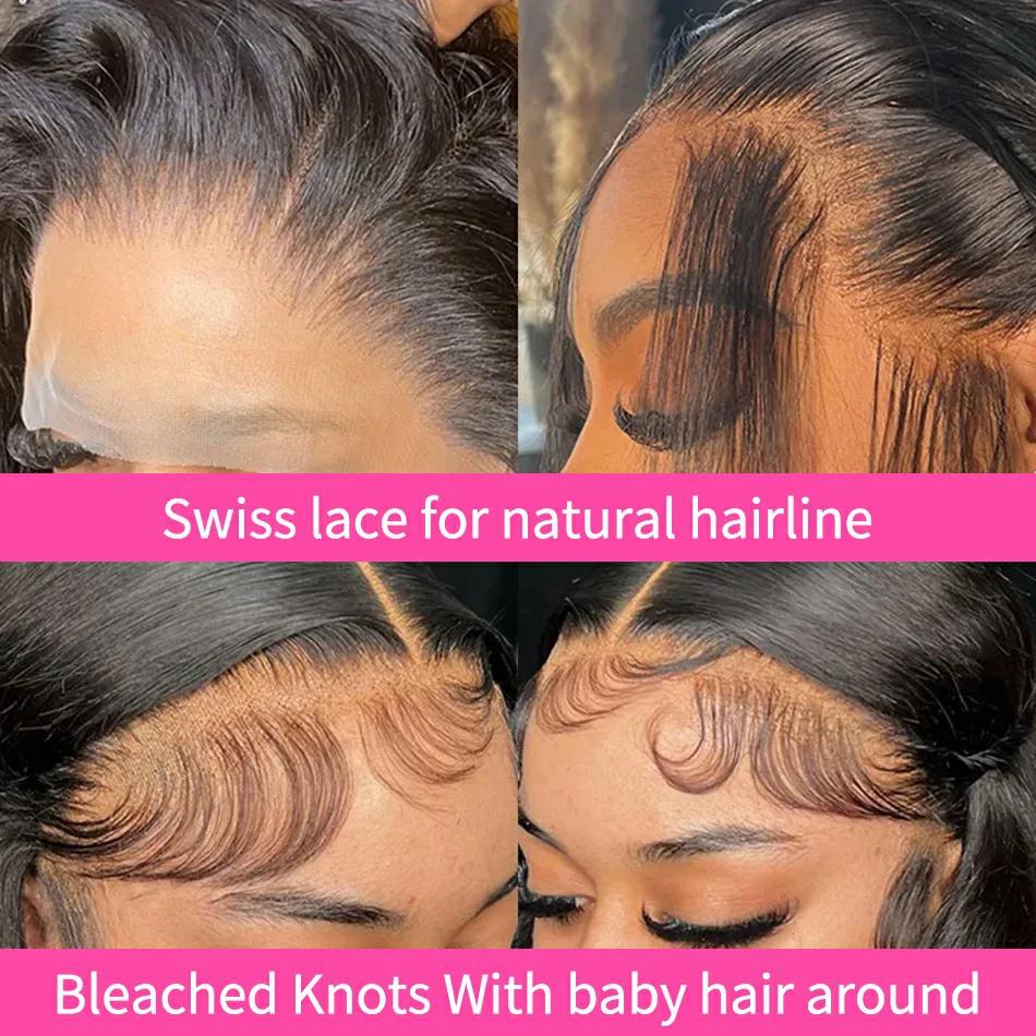 Perruque Lace Closure Wig Naturelle Lisse, HD, 4x4, 13x4, 28 30 Pouces