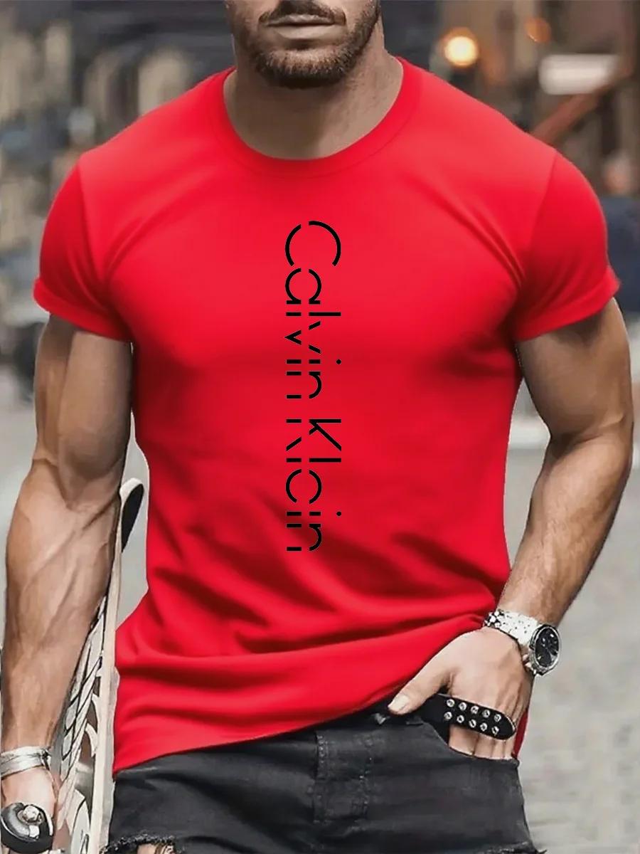 T-shirt à manches courtes et col rond pour hommes, marque luxueuse, à la mode, avec lettres de dessi