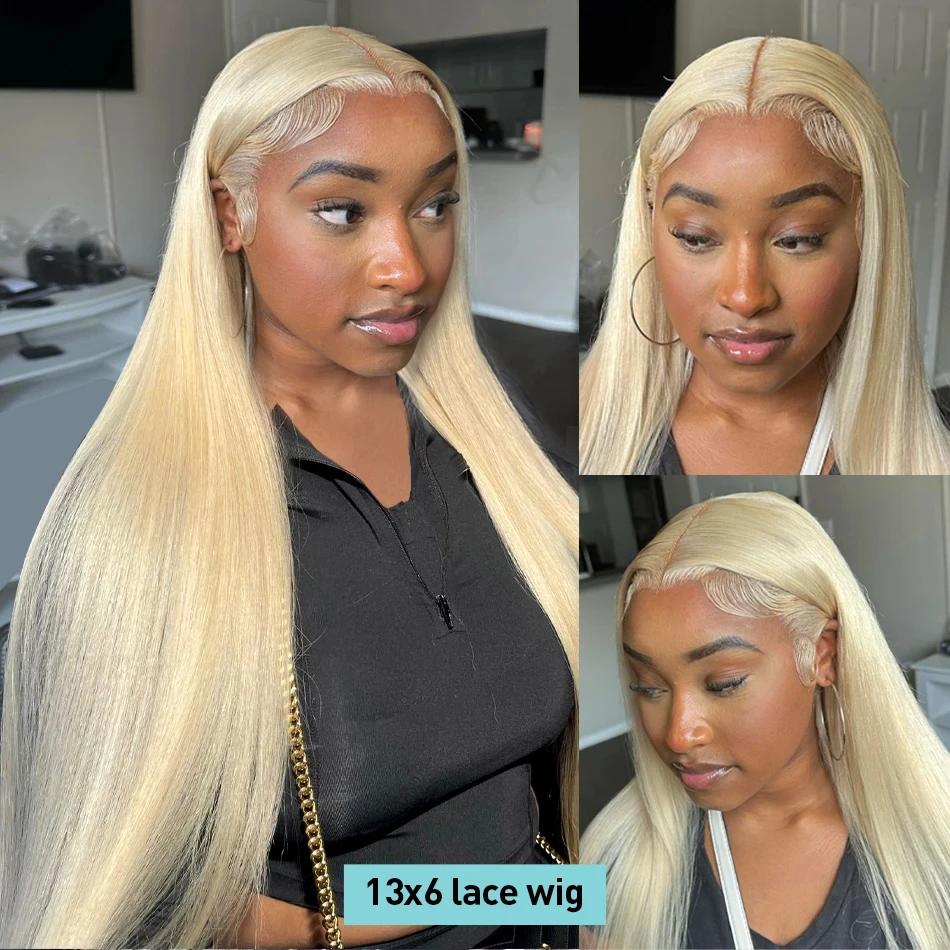 WiggKnitting-Perruque Lace Front Wig naturelle lisse, cheveux blonds, 13x6, 613 HD, 13 age