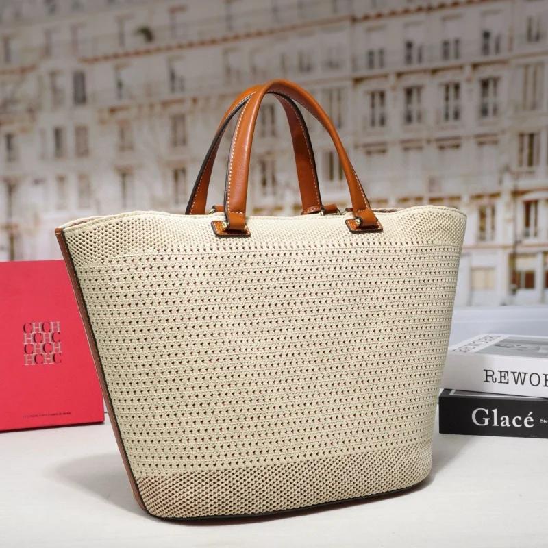CHCH nouveau sac fourre-tout en tricot pour femmes grand sac de plage bandoulière Shopper avec lettr