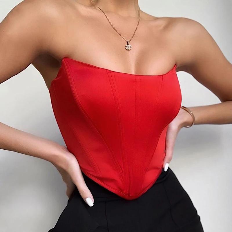 Corset Sexy en velours sans manches, épaules dénudées, mode, haut court, gilet, sous-vêtements fémin